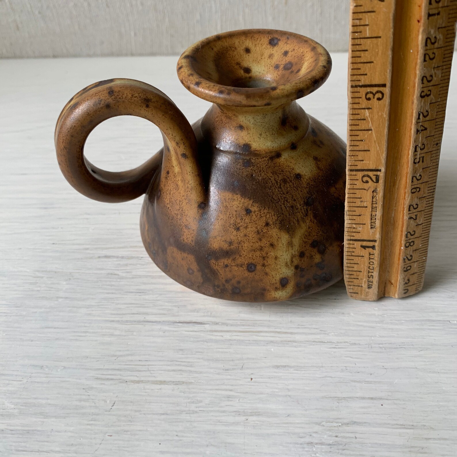 Vintage Pottery Vase or Candle Holder Finger Loop Neutral Etsy