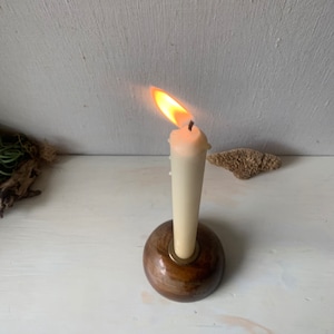 Vintage Simple MCM Wood Candlestick - Mid Century Myrtlewood Candleholder - Simple Modern Wood Taper Candles - Minimal Candle Holder