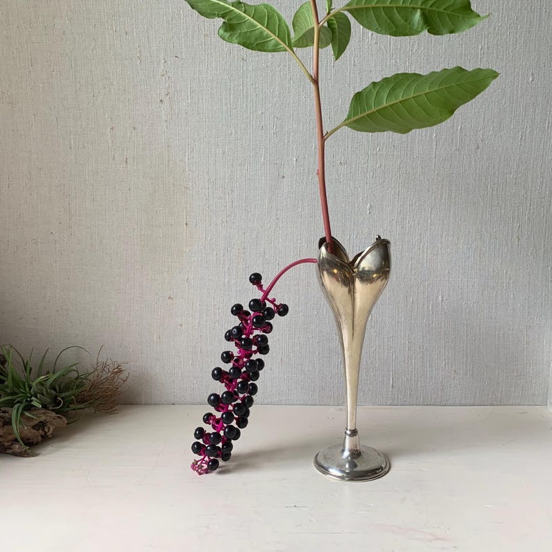 Vintage Silver Plated Bud Vase Tulip Shape Formal Traditional Slim