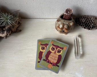 Vintage Embroidered Owl Playing Cards