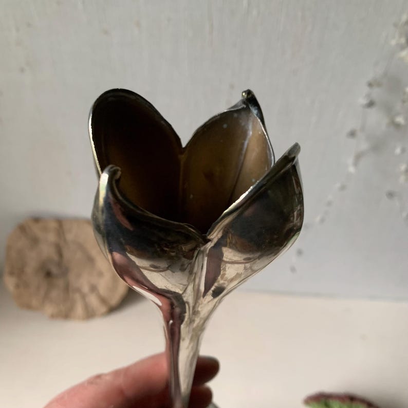 Vintage Silver Plated Bud Vase Tulip Shape Formal Traditional Slim