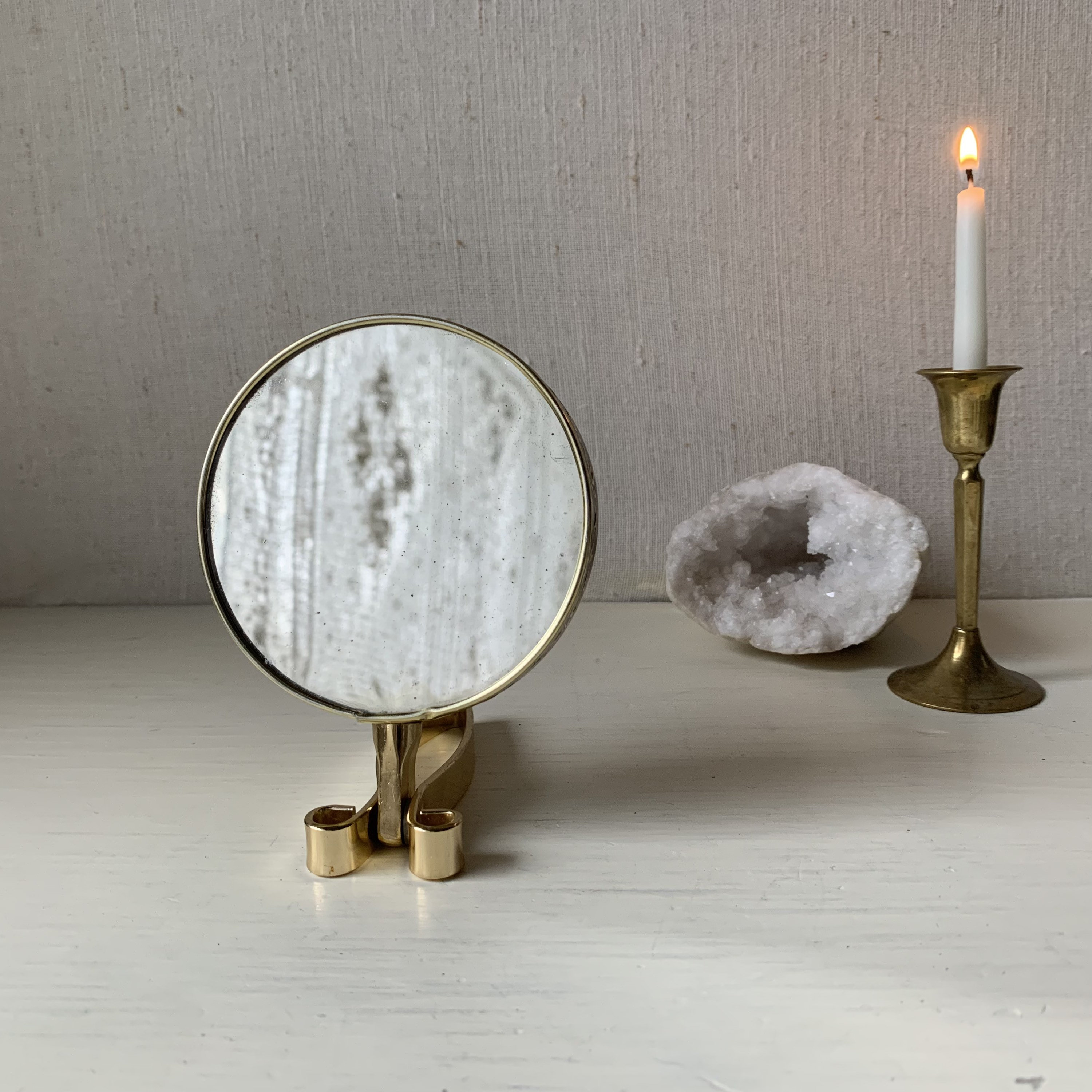 Vintage Gold Vanity Mirror Gold Hand Mirror Round Mirror Etsy