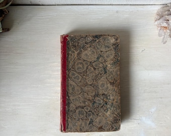 Antique Book Marbled Covers Evenings at Home Volume Two