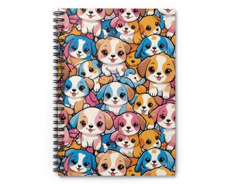 Puppy Pattern Spiral Notebook – Colorful Dog Lover Stationery