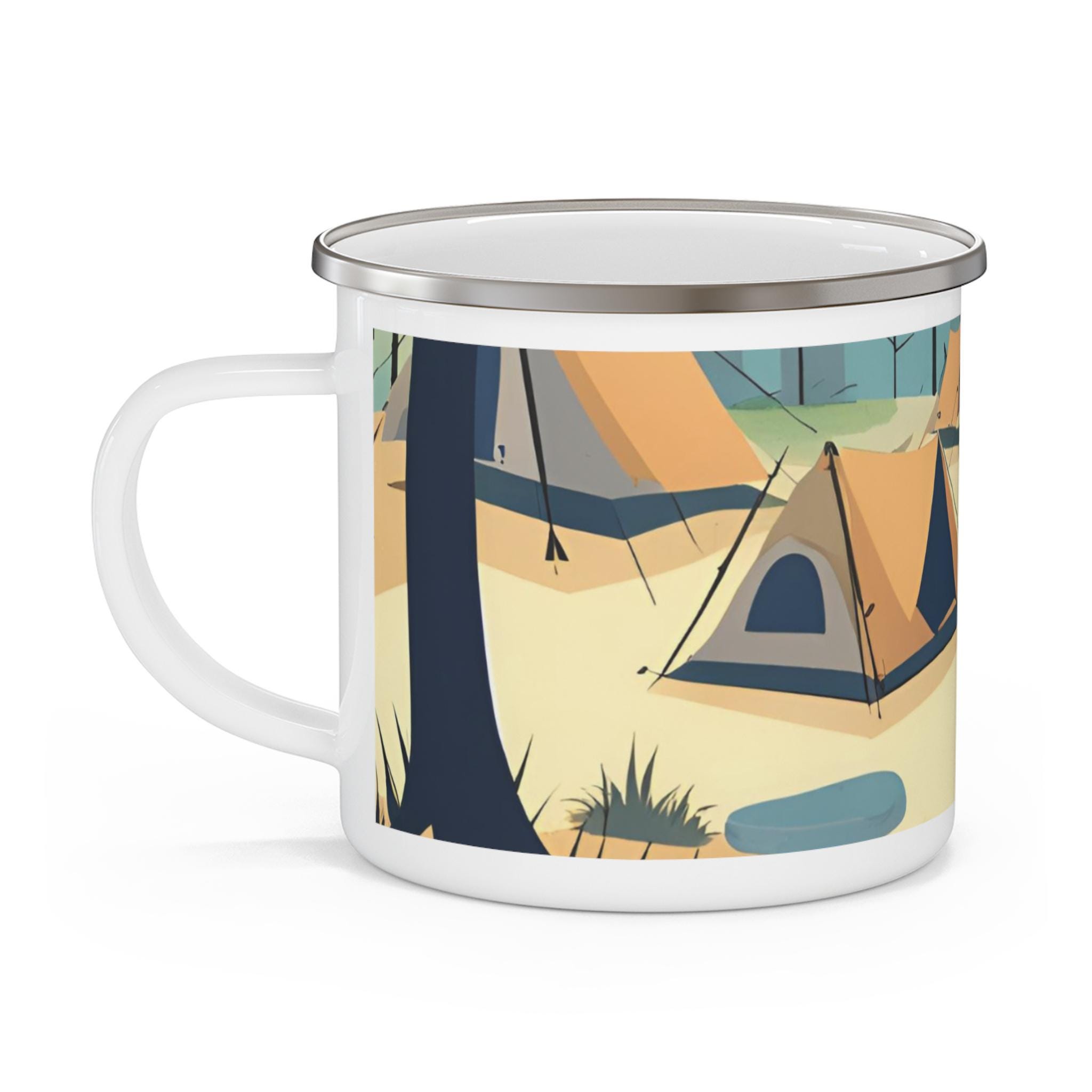 Tazza Da Campeggio Smaltata Vintage Con Design Acquerello Pecore Carine, 350 Ml, Leggera E Resistente Per Esterno E Uso Quotidiano