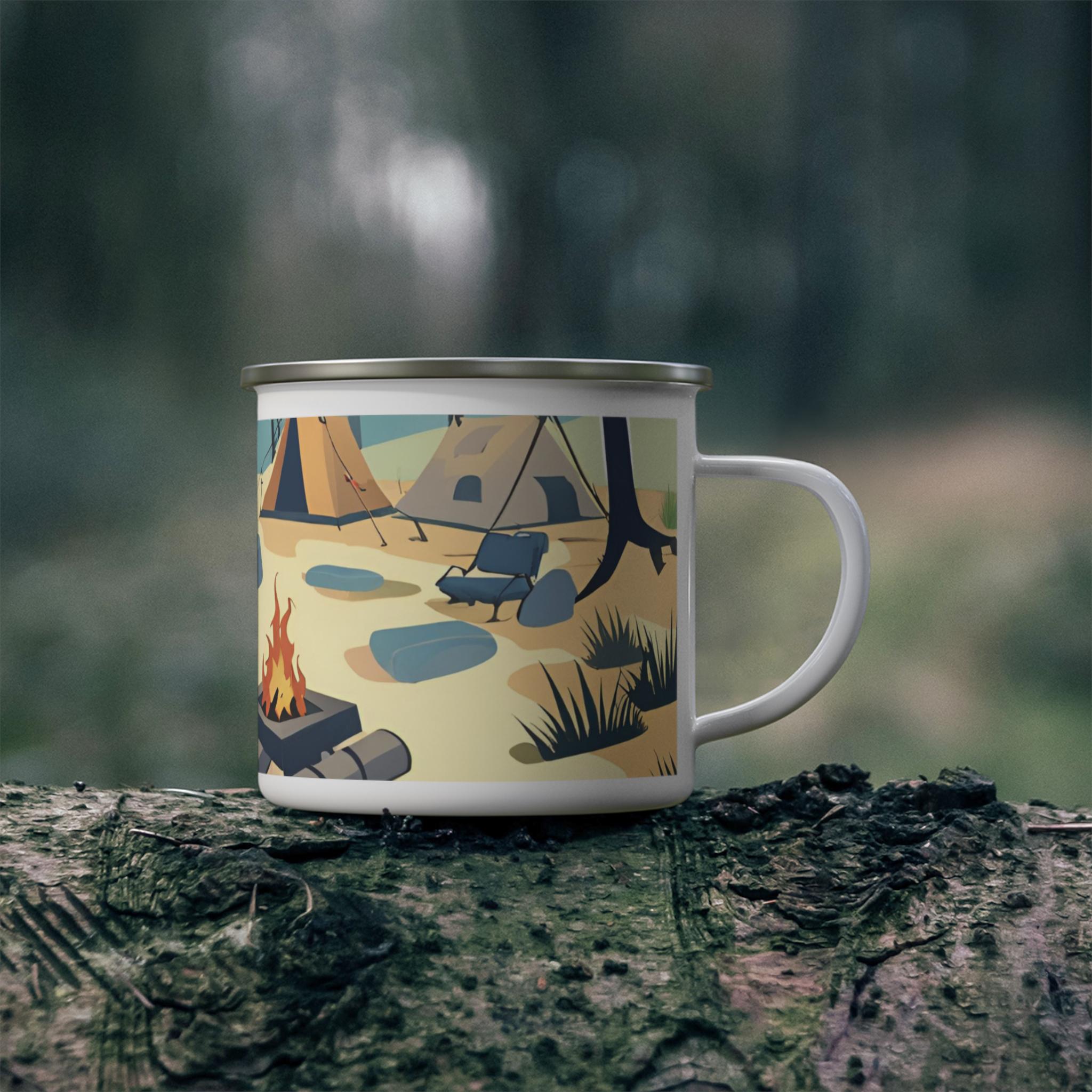 MAXIKIWI - Tazza da campeggio smaltata resistente per caffè o tè per uso interno ed esterno - Christmas Storefront - 350 ml