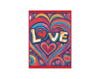 Postales de amor psicodélicas: papelería colorida para San Valentín (juego de 15)