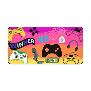 Retro Pixel Art Gaming Desk Mat Non-Slip Gamer Desk Pad