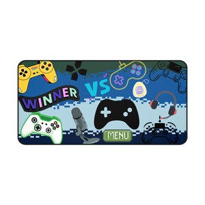 Gamer Desk Mat Winner vs Menu  Large Gaming Mouse Pad