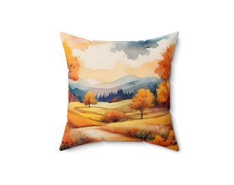 Autumn Landscape Art Pillow- Cozy Fall & Winter Home Decor