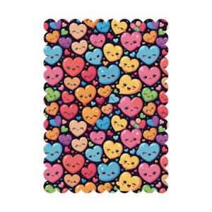 Cartes postales pour la Saint-Valentin - Mignons coeurs colorés - Cartes postales pour la Saint-Valentin (1, 15, 30 ou 45 pièces), bordure festonnée