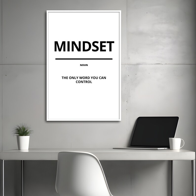 Mindset Wall Art, Definition Canvas, Office Framed Poster