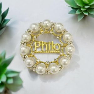 Philo Pearl and Rhinestone Circle Brooch