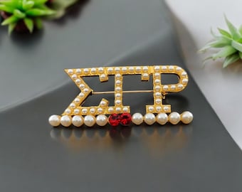 Sigma Gamma Rho 10 Pearls and 2 Rubies Brooch