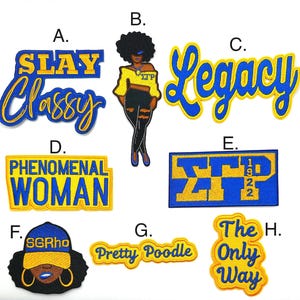 Blue and Gold Sorority Iron-on Patches Group 13