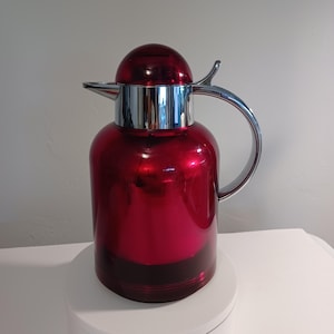 EMSA Thermomatic Vacuum Thermos - Silver and Ruby Red Made in Germany