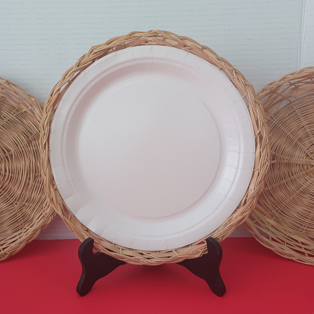 Vintage Straw PAPER PLATE HOLDERS Set of Six Straw Plate Etsy