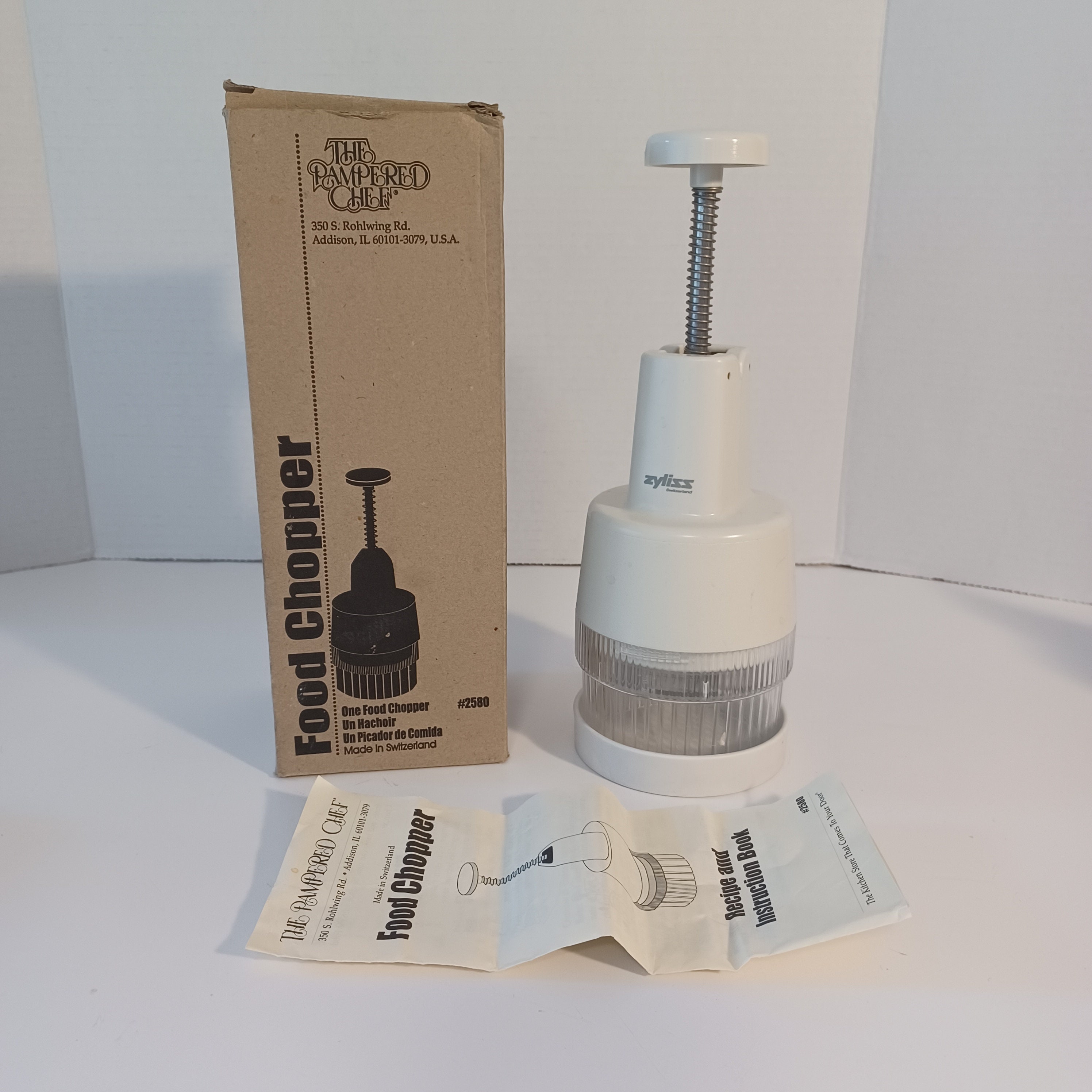 Pampered Chef Food Chopper 2580 Stainless Steel Blade Zyliss Swiss Made Food  Chopper Vtg 1996 