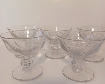 1960s Glass DESSERT CUPS / Vintage Dessert Cups /Dessert Bowl / Set of 5