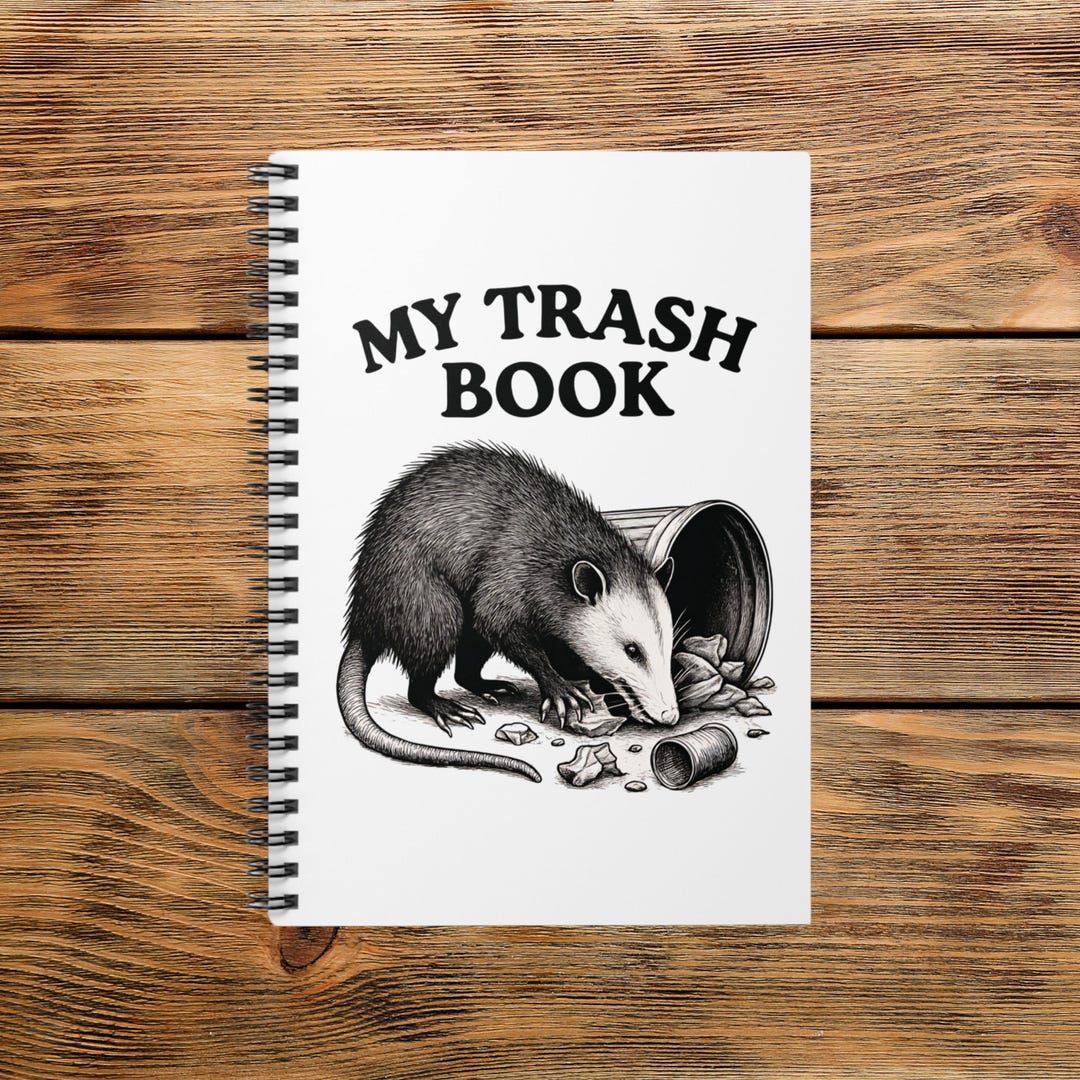 Trashed Notebook Opossum Spiral Notebook, My Trash Book - Journal, Planner, Cute Notepad ...