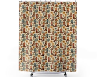 Cowgirl Boots And Flower Shower Curtains