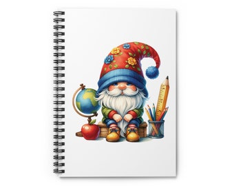 Spiral Notebook - Teacher Gnome Notebook, Gift For Teacher, Ruled Line