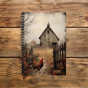 Country Red Barn Chicken Notebook, Gift For Someone Who Love Chickens,  Notebook, Ruled Line