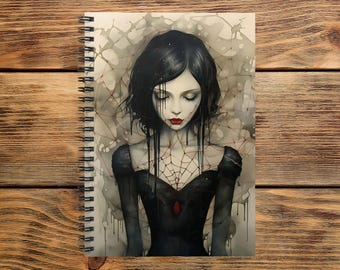 Goth Spider Web Girl Notebook: Ruled Line Journal (8x6)