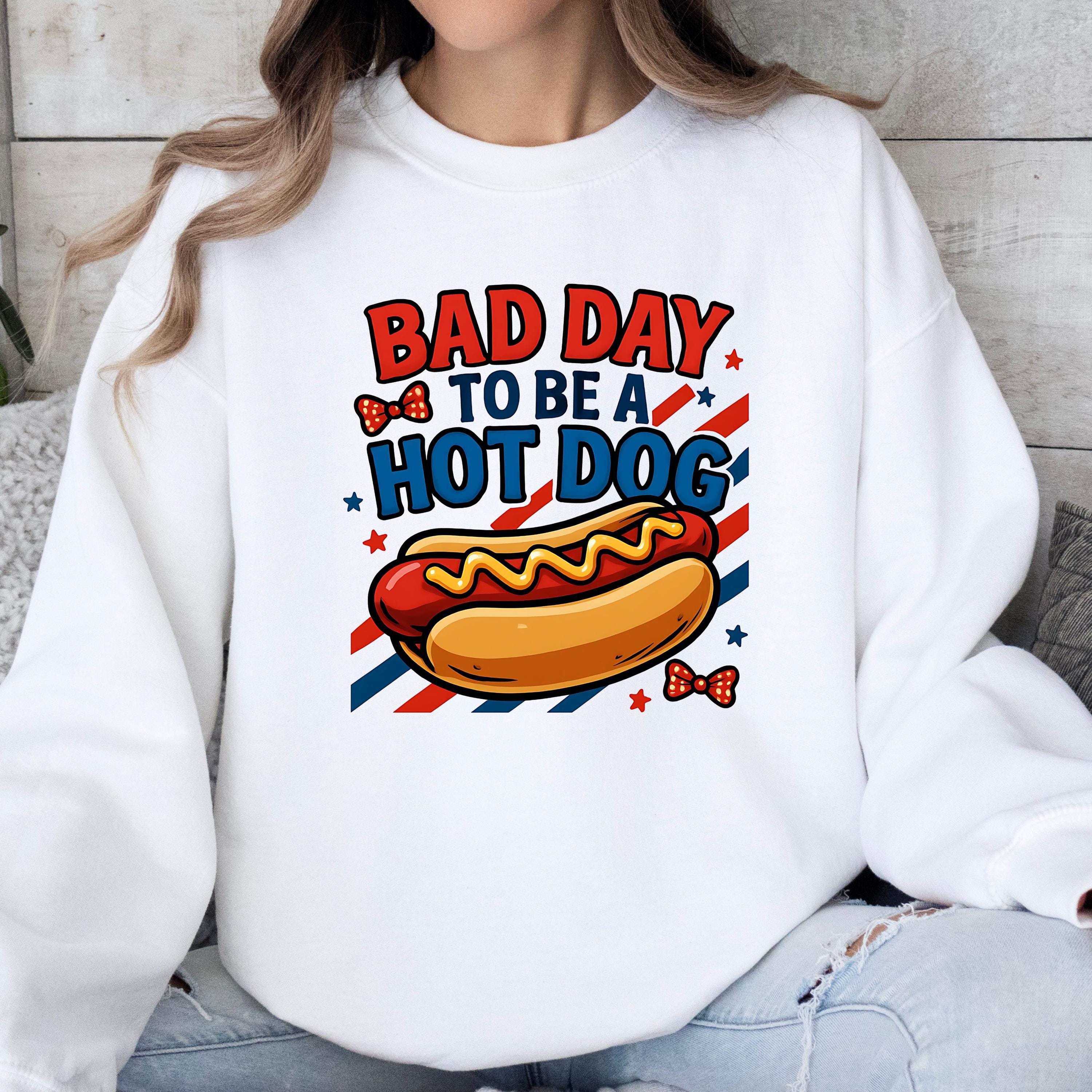 おもしろホットドッグスウェットシャツ：バーベキューキャンプアパレル