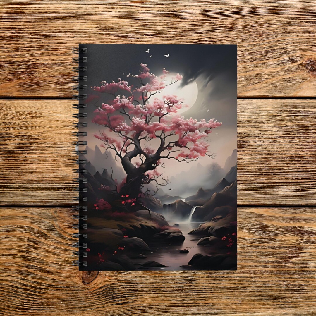 Tree Drawing Notebook Design Floral Blossom Tree Spiral Notebook: Nature Journal, Dreamy Notebook ...