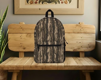 Camouflage Tree Bark Backpack, Hunters Gift, Camo Booksack, Hunting Bag, School Bag