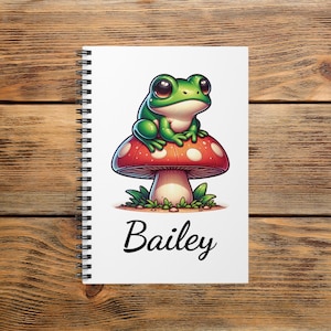Personalized Cute Frog Spiral Notebook - Ruled Line, Personalized Journal, Animal Lover Gift, Stationery, Back to School Supplies