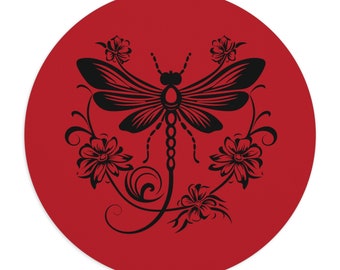 Dragonfly Mouse Pad, Red and Black, Someone Who Loves Dragonflies