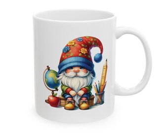 Teacher Gnome Ceramic Mug, 11oz, Coffe Cup, Gift For Teacher