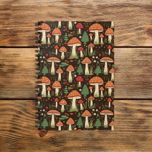 Spiral Notebook  - Mushroom Spiral Notebook - Ruled Line - 8x6, Gift For Mushroom Lovers, Hippie, Nature Notebook