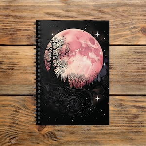 Moonlit Spiral Notebook - Ruled Lined, Perfect for Journaling, Creative Writing, Gift for Students, Astronomy Lovers, Full Moon Party