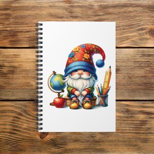 Teacher Gnome Spiral Notebook: Ruled Line Gift