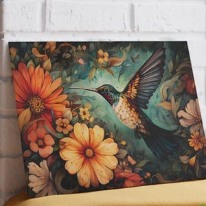 Rustic Floral Hummingbird Glass Cutting Board: Kitchen & Home Decor