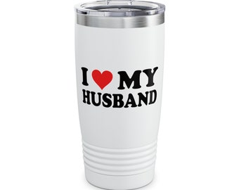 I LOVE MU HUSBAND Ringneck Tumbler, 20oz