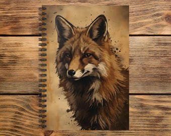 Rustic Fox Spiral Notebook, Ruled Line, Nature Lovers Journal, Wildlife Enthusiast Gift, Student Notebook, Journaling Notebook, Fox Gift