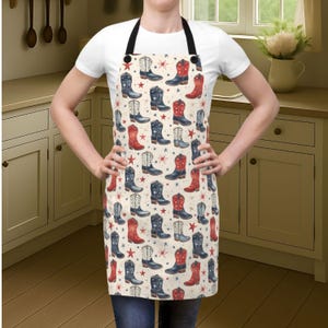 Cowgirl Boots Apron, Western Country Kitchen Cooking Gift, Baking Cookouts, Western Themed Party Apron, Country Cowgirl Cooking Apron