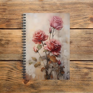 Elegant Vintage Rose Spiral Notebook - Ruled Line for Journaling, Note-taking, School, Gifts, Flower Lovers