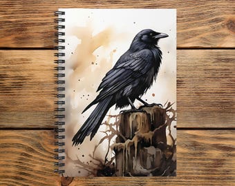 Mystical Crow Spiral Notebook: Gothic Journal, Sketchbook