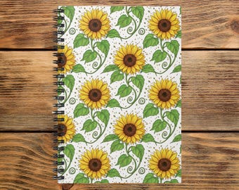 Sunflower Pattern Spiral Notebook