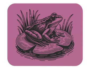 Light Pink Frog Rectangle Mouse Pad, 8"x6" - Someone Who Loves Frogs, Light Pink and Black