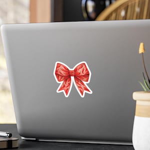 Chili Pepper Bow Kiss-Cut Vinyl Decal Sticker, Spicy Red Hot Pepper Decal, Foodie Kitchen Decor, Laptop Decal, Water Bottle Sticker, Car