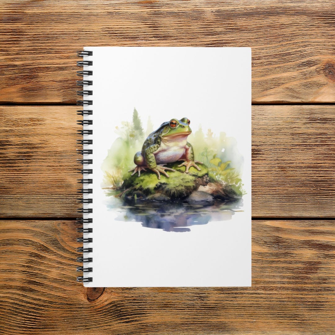 Pond Frog Spiral Notebook: Ruled Line Journal (8