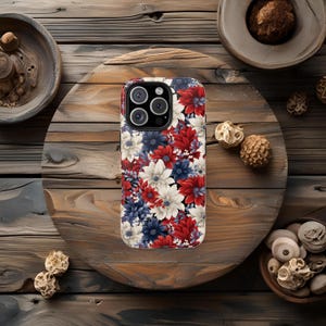 Red White Blue Floal Phone Case Protection Cover,  Independence Day Gift, Fourth of July
