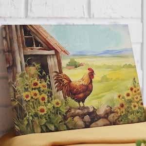 Rustikales Hahn Glas Schneidebrett, Bauernhaus Stil, Koch Geschenk, Landhaus Geschenk, Kochen, Koch Geschenk
