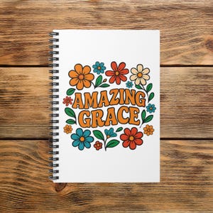 Cuaderno espiral Amazing Grace, regalo para estudiantes, diario inspirador, material escolar, decoración de primavera, papelería floral